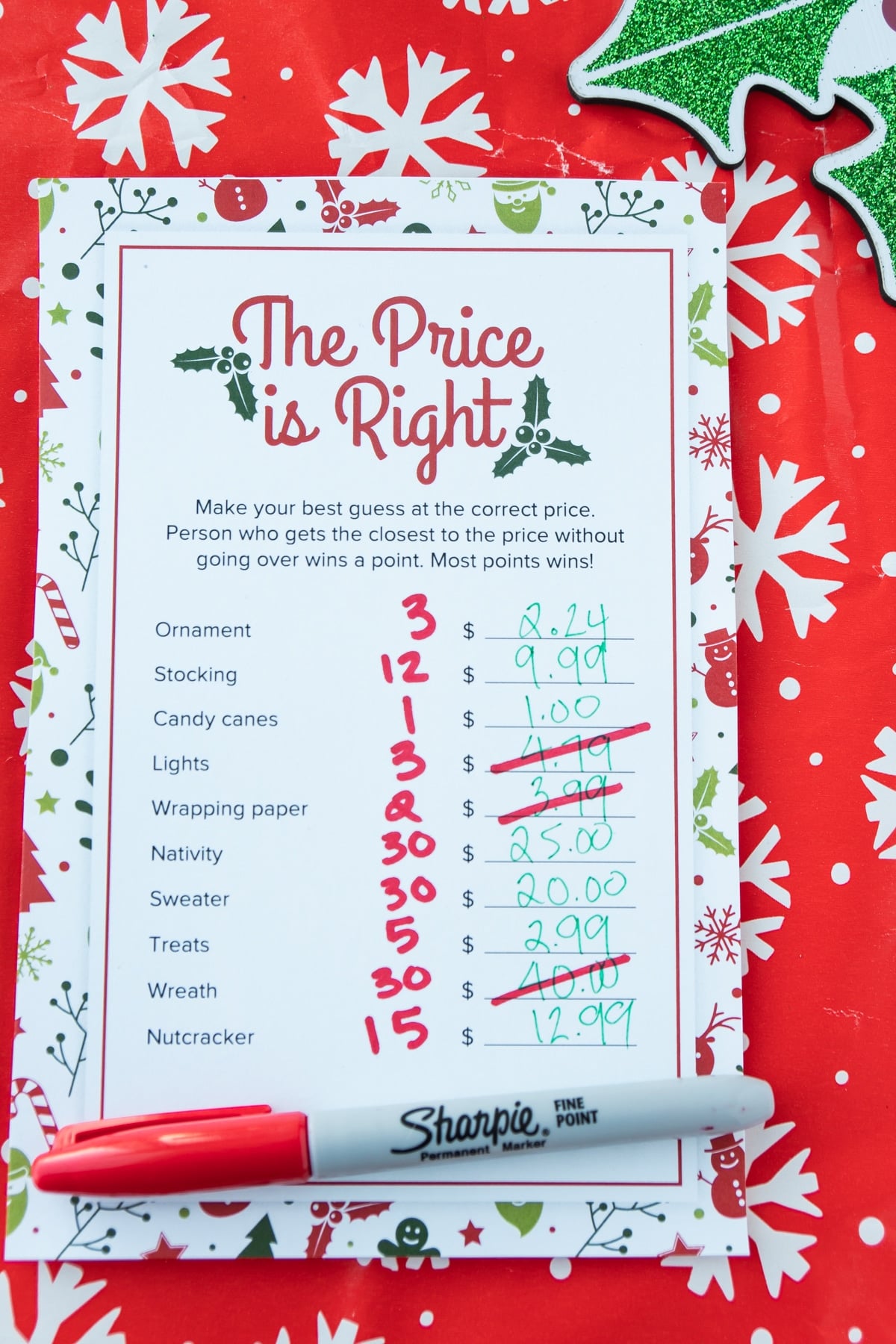 price is right christmas game (free printable) - play party plan
